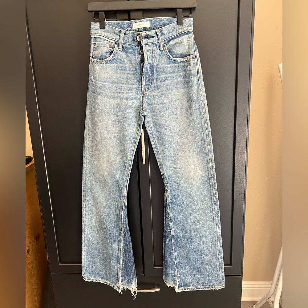 Moussy Blue Bootcut Jeans with Subtle Fading